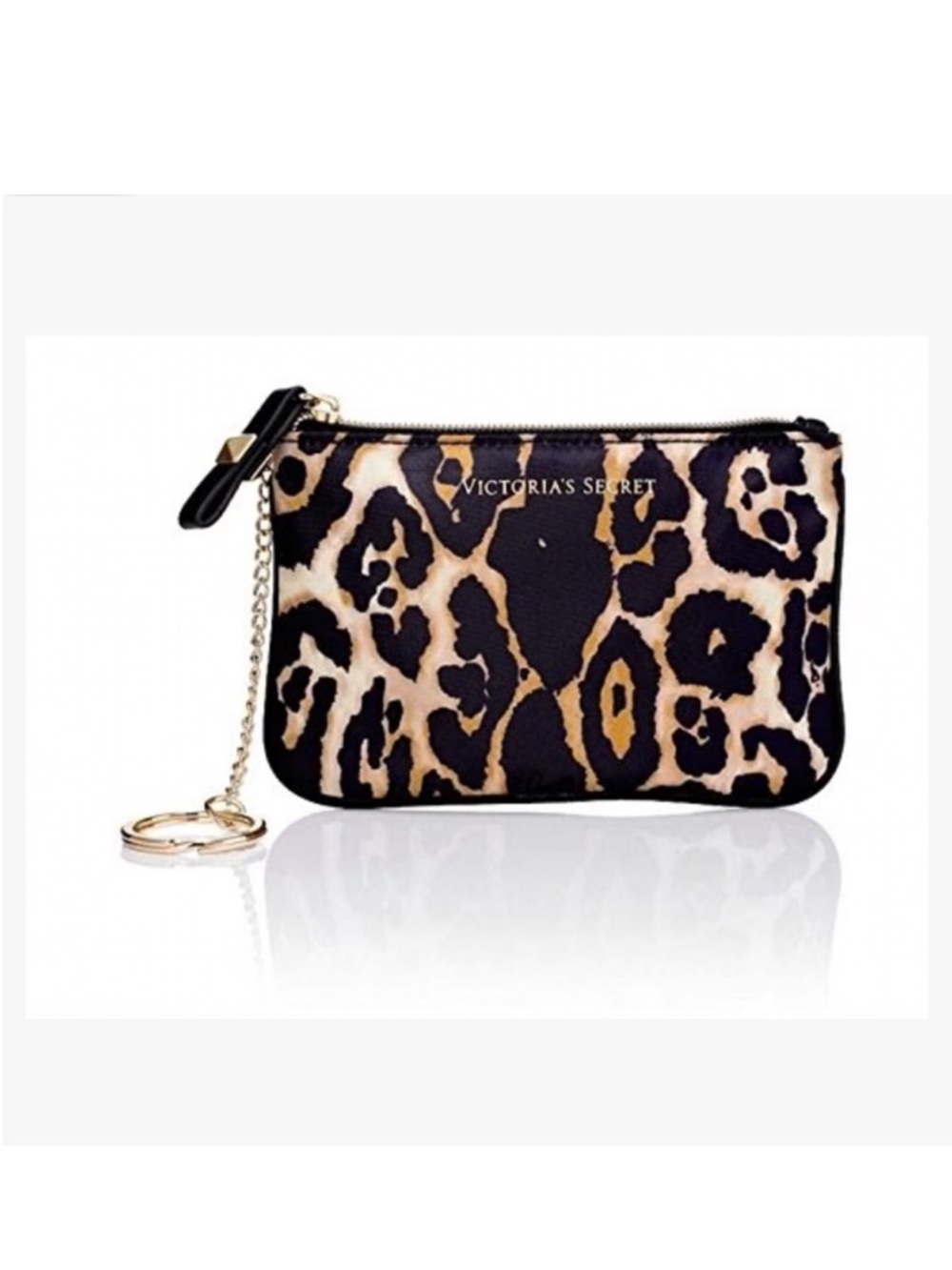 VICTORIA'S SECRET LEOPARD MINI COIN PURSE COSMETIC / MAKEUP BAG CASE KEY.